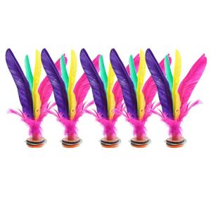 5 Pack Kick Shuttlecock Chinese Jianzi Colorful Feathers Indoor Outdoor Foot Exercise Game Toys