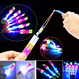 10pcs Amazing Led Light Arrow Rocket Helicopter Flying Toy; Party Fun Gift; Slingshot Flying Copters Birthdays Thanksgiving Christmas Day Gift ; Outdo