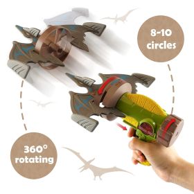 Airplane Launcher Shooting Toy with 4 Dinosaur Targets 2 Foam Pterosaur Rocket Game for Outdoor Kids Toys 5 6 7 8 Year Old Boy Catapult Plane Toy Chri