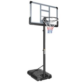 Portable Basketball Hoop Backboard System Stand Height Adjustable 6.5ft - 10ft with 44 Inch Backboard and Wheels for Adults Teens Outdoor Indoor Baske