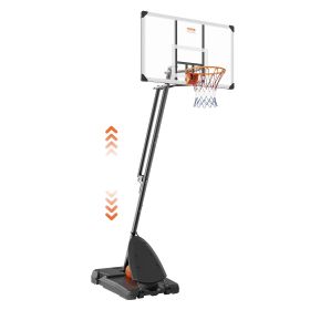 VEVOR Basketball Hoop, 7.6-10 ft Adjustable Height Portable Backboard System, 54 inch Basketball Hoop & Goal, Kids & Adults Basketball Set with Wheels