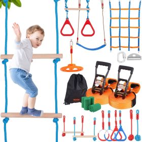 VEVOR Ninja Warrior Obstacle Course for Kids, 2 x 60 ft Weatherproof Slacklines, 500lbs Weight Capacity Monkey Line, Outdoor Playset Equipment