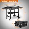 Foldable 2-Burner Flat Top Gas Griddle Cooking Station, Propane Fuelled Griddle Station with Side Shelves for Outdoor Barbecue Backyard Cookout