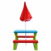 Kids Picnic Folding Table and Bench Set with Umbrella