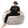 Jaxx Saxx 4 Ft Plush Round Bean Bag - Premium Luxe Faux Fur, Silver Fox