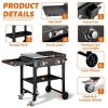 Foldable 2-Burner Flat Top Gas Griddle Cooking Station, Propane Fuelled Griddle Station with Side Shelves for Outdoor Barbecue Backyard Cookout