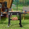 Foldable 2-Burner Flat Top Gas Griddle Cooking Station, Propane Fuelled Griddle Station with Side Shelves for Outdoor Barbecue Backyard Cookout