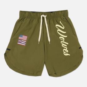 Casual Running Breathable Wicking Speed Bar Tide Men's Shorts (Option: Army Green-3XL)