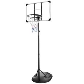 Portable Basketball Hoop System Stand Height Adjustable 7.5ft - 9.2ft with 32 Inch Backboard and Wheels for Youth Adults Indoor Outdoor Basketball Goa (Material: Iron)