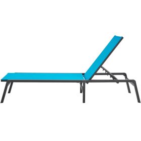 VEVOR Chaise Lounge Chair Outdoor Patio Lounge Chair with Adjustable 5-Position (Color: Blue, Combination Type: 1 x Lounge Chair)