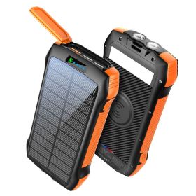 Portable Charger, Solar Power Bank 33500mAh Fast Charging, Solar Battery Pack with Waterproof 6W Bright Flashlight for iPhone Samsung Tablet (Color: Orange)