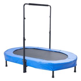 56" Trampoline for Kids Foldable Mini Toddler Trampoline Indoor Outdoor (Color: Blue, size: 56x36 in)