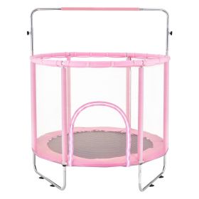 55" Trampoline for Kids Mini Toddler Trampoline with Net Indoor Outdoor (Color: pink, size: 55 inch)