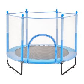 60" Trampoline for Kids Mini Toddler Trampoline with Net Indoor Outdoor (Color: Blue, size: 60 inch)