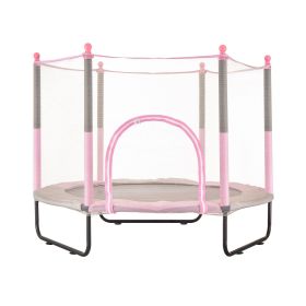 60" Trampoline for Kids Mini Toddler Trampoline with Net Indoor Outdoor (Color: pink, size: 60 inch)