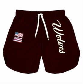 Casual Running Breathable Wicking Speed Bar Tide Men's Shorts (Option: Wine Red-M)